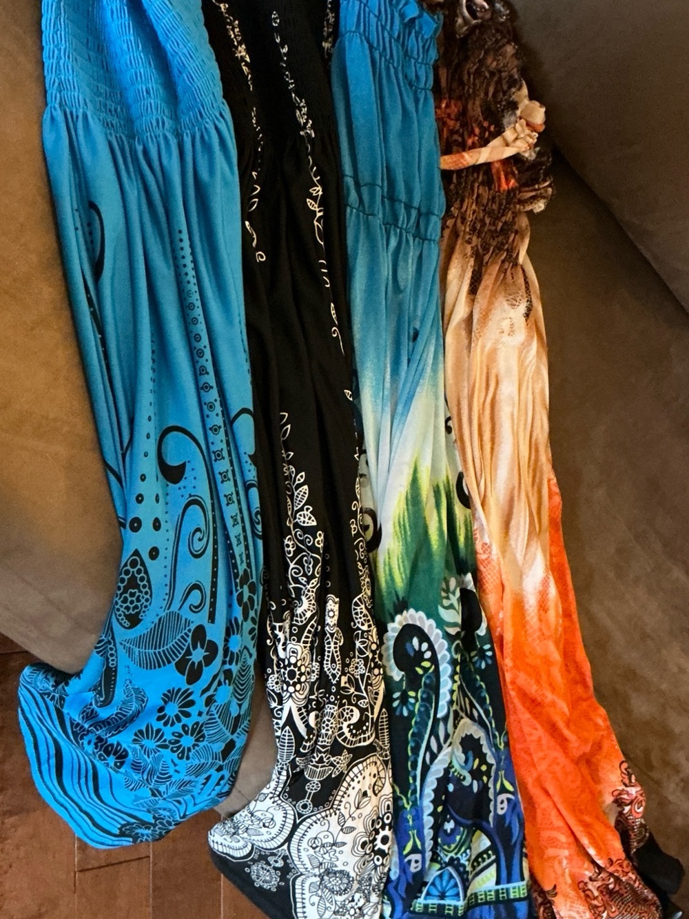 Colorful Boho Sun Dresses - Blue, Black, Multicolor, Orange *All 4 Bundled